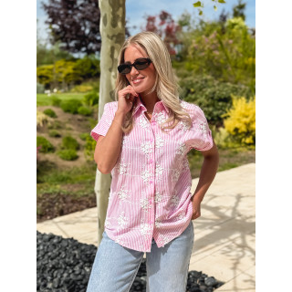 Chemise lignée Madina - Rose