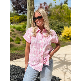 Chemise lignée Madina - Rose