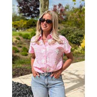 Chemise lignée Madina - Rose