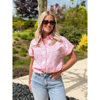 Chemise lignée Madina - Rose