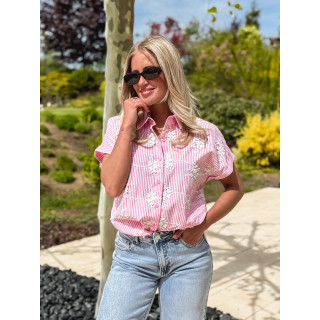 Chemise lignée Madina - Rose