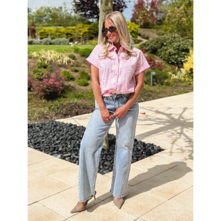 Chemise lignée Madina - Rose