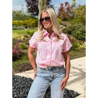 Chemise lignée Madina - Rose