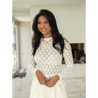 Blouse en dentelle Naïri - Beige