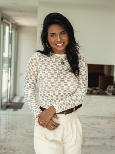 Blouse en dentelle Naïri - Beige