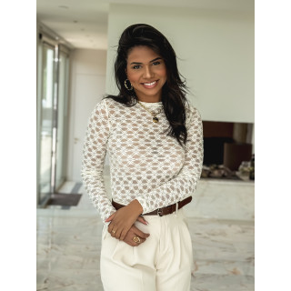 Blouse en dentelle Naïri - Beige