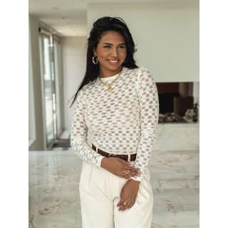 Blouse en dentelle Naïri - Beige