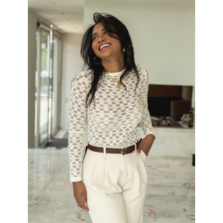 Blouse en dentelle Naïri - Beige