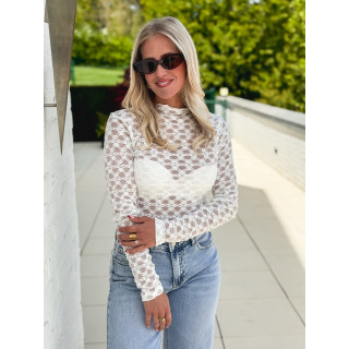 Blouse en dentelle Naïri - Blanc