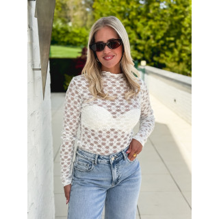 Blouse en dentelle Naïri - Blanc