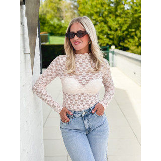 Blouse en dentelle Naïri - Rose