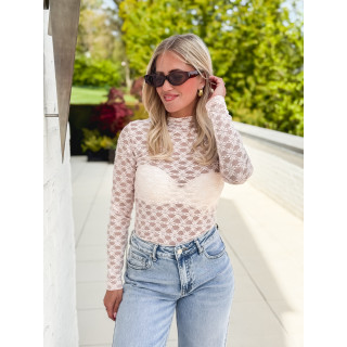 Blouse en dentelle Naïri - Rose