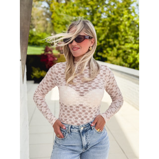 Blouse en dentelle Naïri - Rose