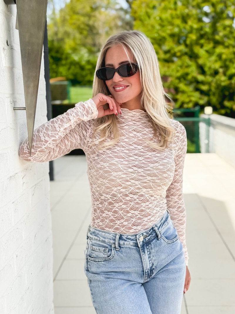 Blouse en dentelle Maëlise - Rose