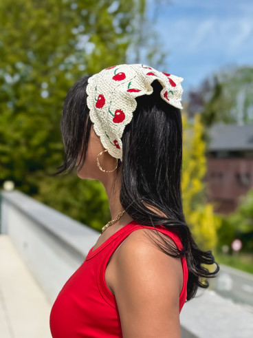 Bandana en crochet Anabella - Ecru