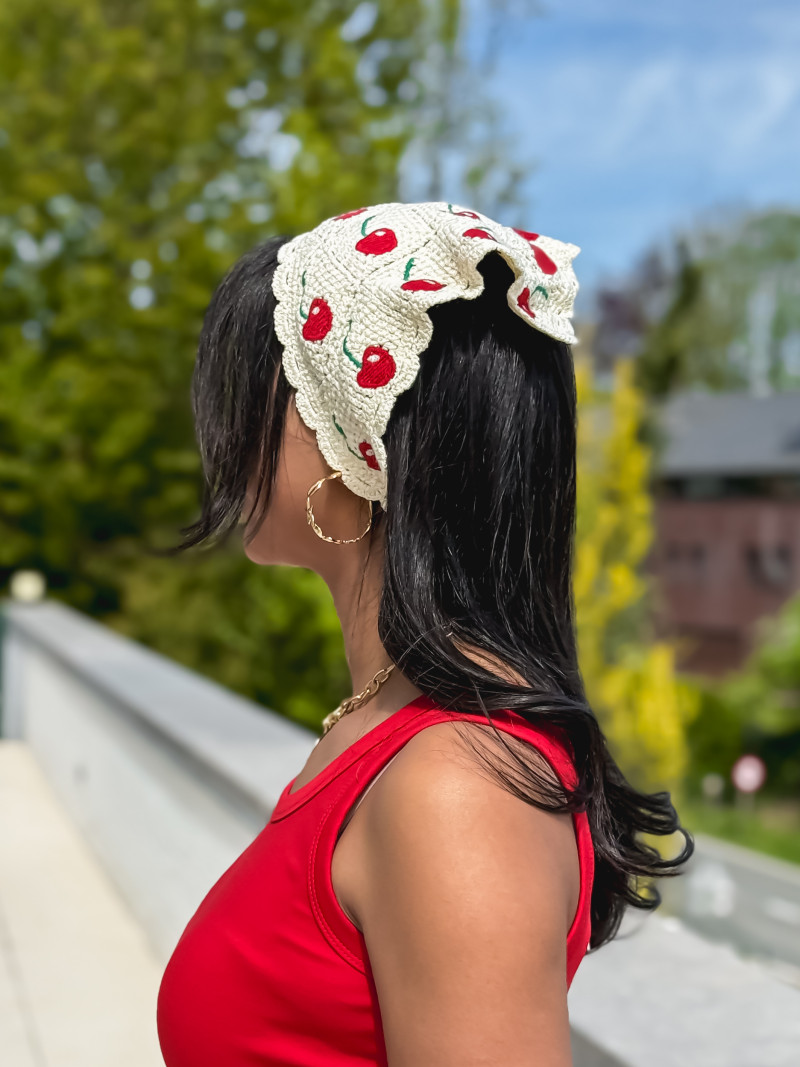 Bandana en crochet Anabella - Ecru