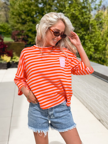 Blouse lignée Zéphira - Orange