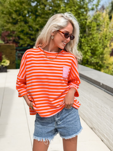 Blouse lignée Zéphira - Orange