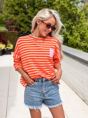 Blouse lignée Zéphira - Orange
