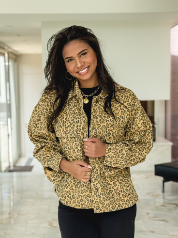 Chemise léopard Elowen - Beige foncé