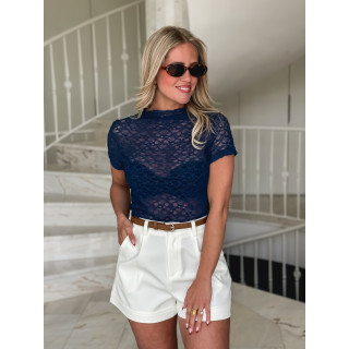 Blouse en dentelle Eloah - Bleu marine