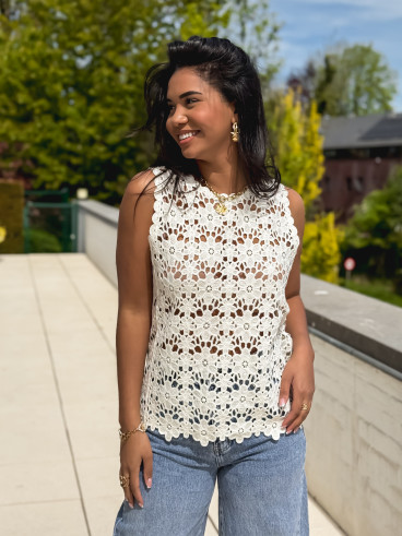 Blouse en crochet Aelys - Crème
