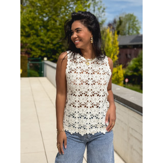 Blouse en crochet Aelys - Crème
