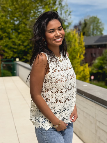 Blouse en crochet Aelys - Crème