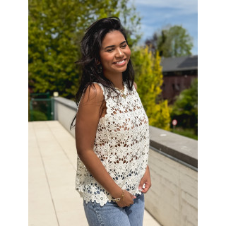 Blouse en crochet Aelys - Crème