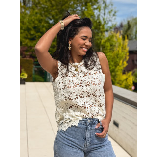 Blouse en crochet Aelys - Crème