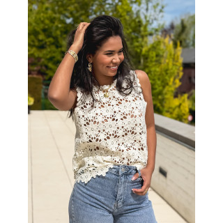 Blouse en crochet Aelys - Crème