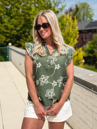 Blouse à motifs Emeline - Kaki