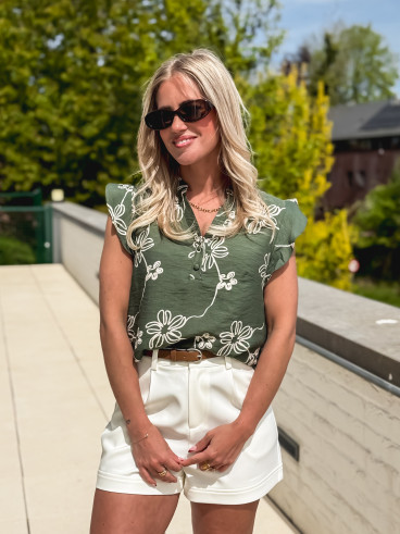 Blouse à motifs Emeline - Kaki