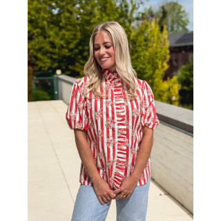 Chemisier ligné Kyla - Rouge