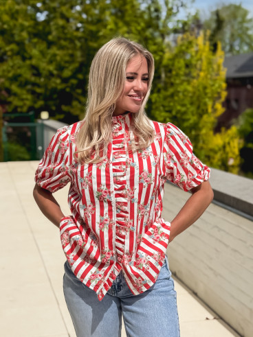 Chemisier ligné Kyla - Rouge