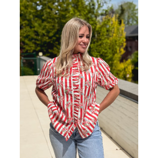 Chemisier ligné Kyla - Rouge