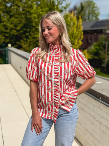 Chemisier ligné Kyla - Rouge