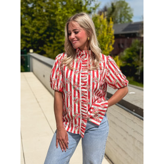 Chemisier ligné Kyla - Rouge