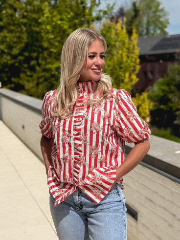 Chemisier ligné Kyla - Rouge