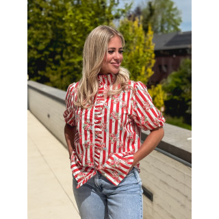 Chemisier ligné Kyla - Rouge