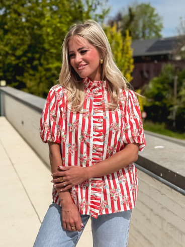 Chemisier ligné Kyla - Rouge