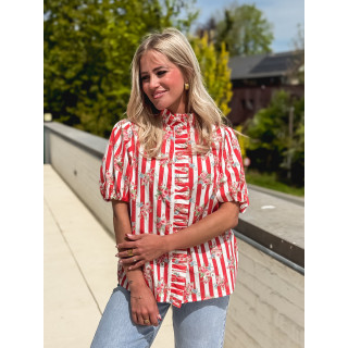 Chemisier ligné Kyla - Rouge