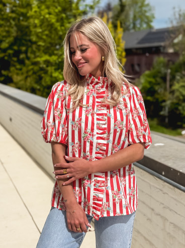 Chemisier ligné Kyla - Rouge