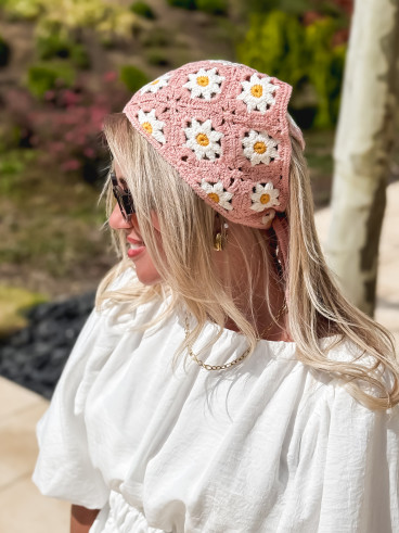 Bandana en crochet Anabella - Rose