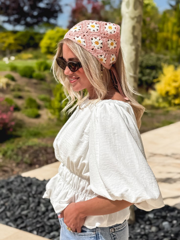 Bandana en crochet Anabella - Rose
