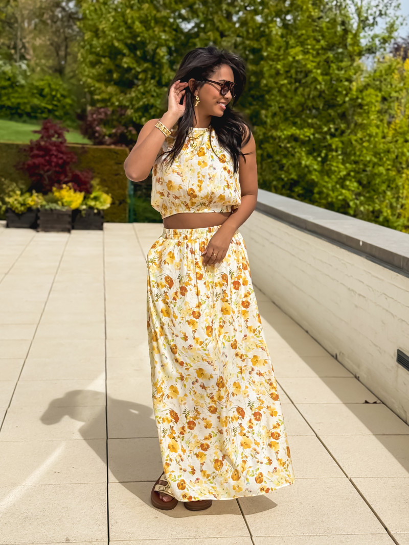 Ensemble à motifs Elzoria - Jaune