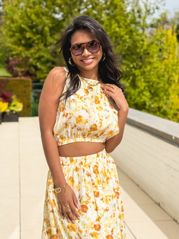 Ensemble à motifs Elzoria - Jaune