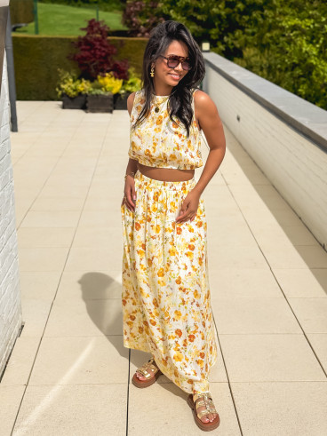 Ensemble à motifs Elzoria - Jaune