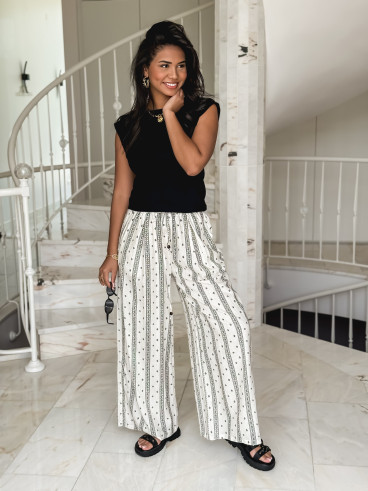 Pantalon à motifs Elysea - Ecru