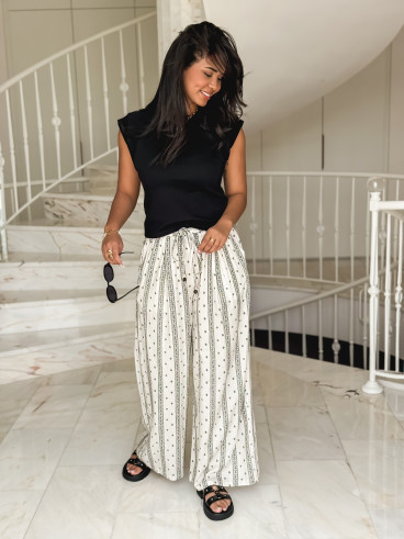 Pantalon à motifs Elysea - Ecru